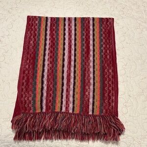 Missoni Red and Multicolor Striped Lana Wool Scarf